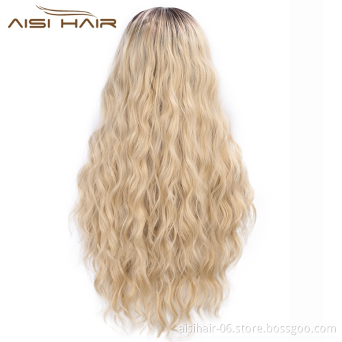 Ombre Wholesale For Black Women Cheap Fiber Wavy Pre Plucked Futura High Heat Resistant Lace Front Synthetic Hair Wigs